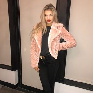 NWT Lulus new size small plush pink Moto jacket 💕